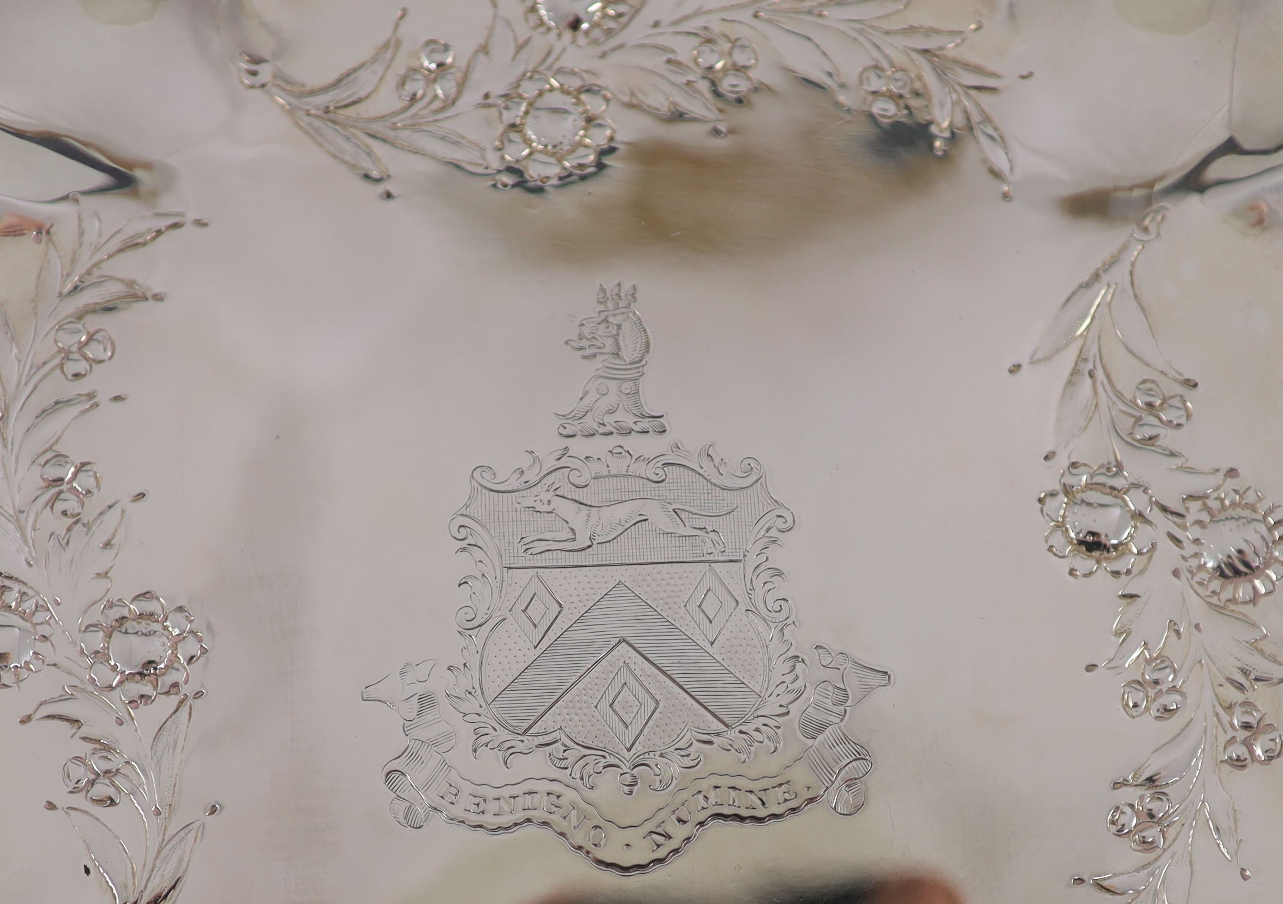 A pair of George III silver square shaped strawberry dishes John Mewburn